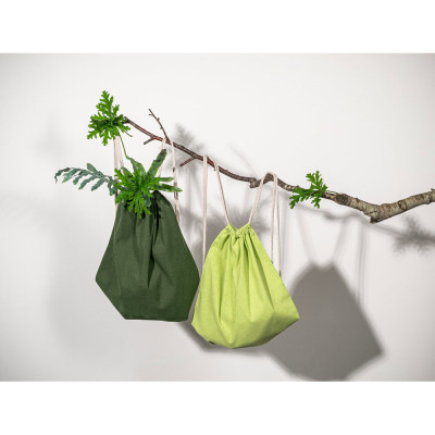 ISTANBUL. Saco tipo mochila em algodão reciclado (70) e poliéster (30 rPET) (150 g/m²)